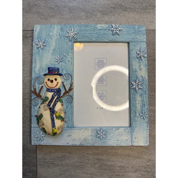 Christmas Snowman Picture Frame Snow Snowflake - Picture 3 of 4